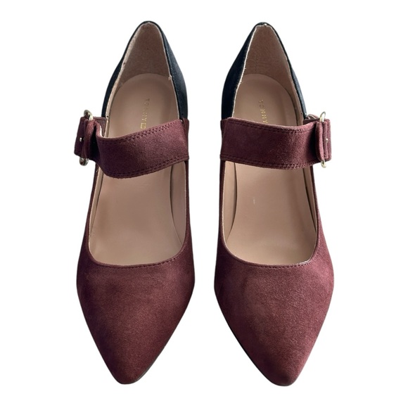 Tommy Hilfiger Women's TWVENTUR Mary Jane Suede Heels Burgundy Black Size 6.5 - Picture 3 of 11